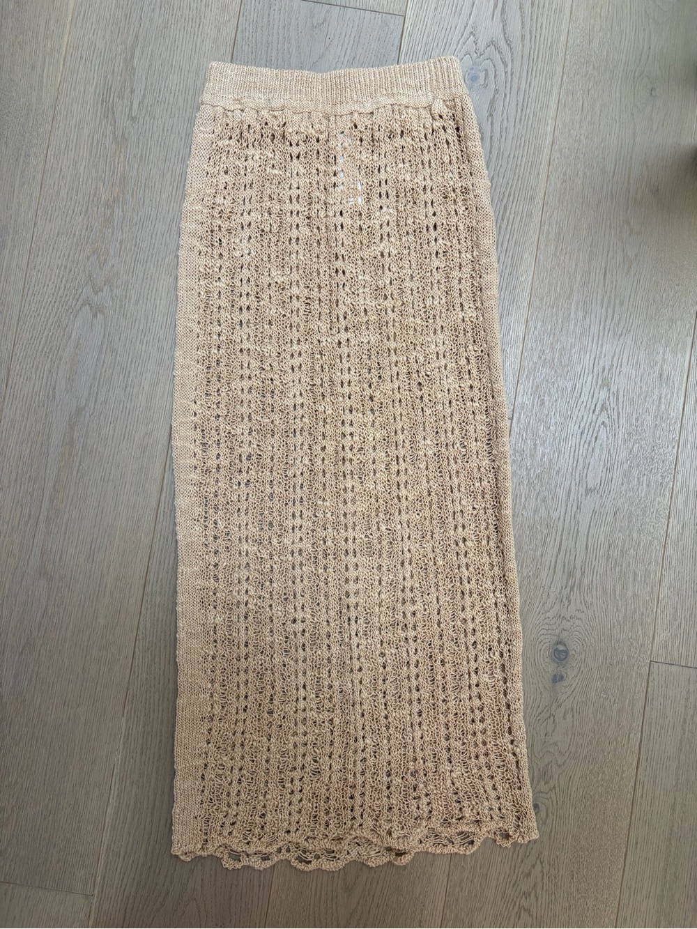 cult gaia Cream Crochet Midi Skirt